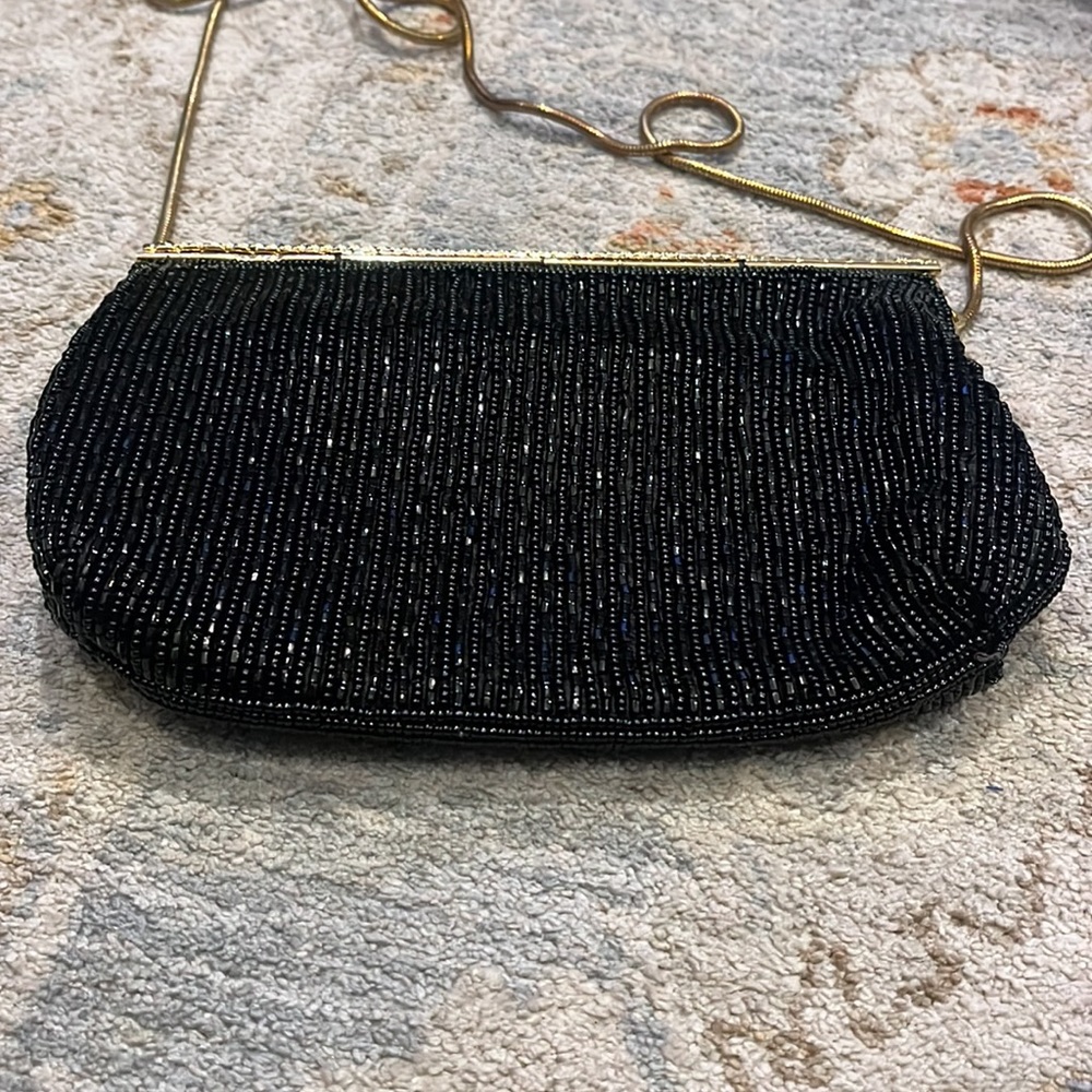 Vintage black beaded purse - Picture 3 of 4